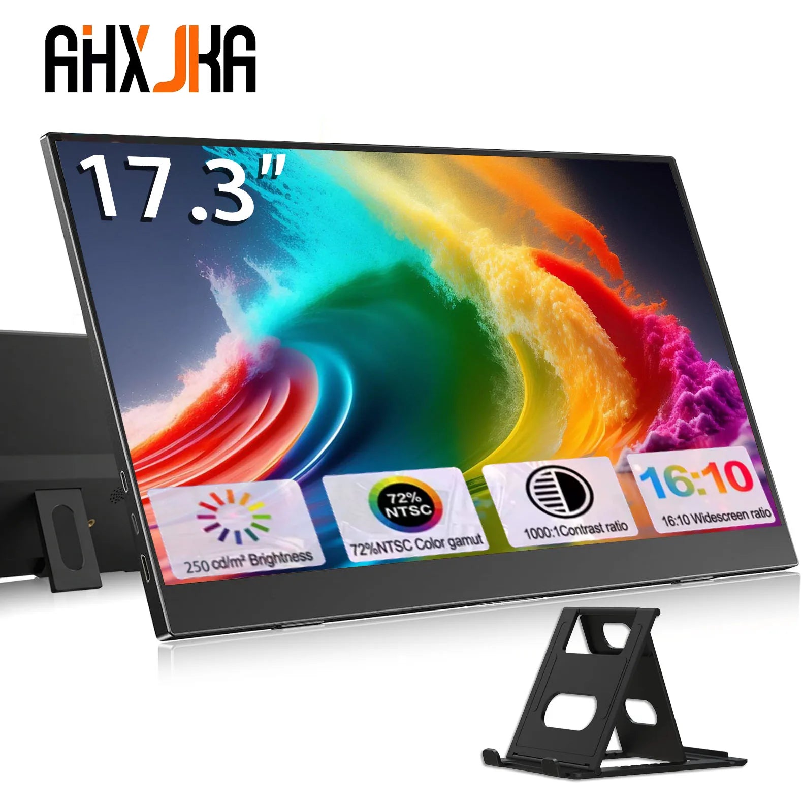 17.3 Inch Portable Monitor 250 Nits 72% SRGB IPS HDR Travel Computer Display USB Type-C MiniHDMI Dual Speakers VESA for Mac Phon