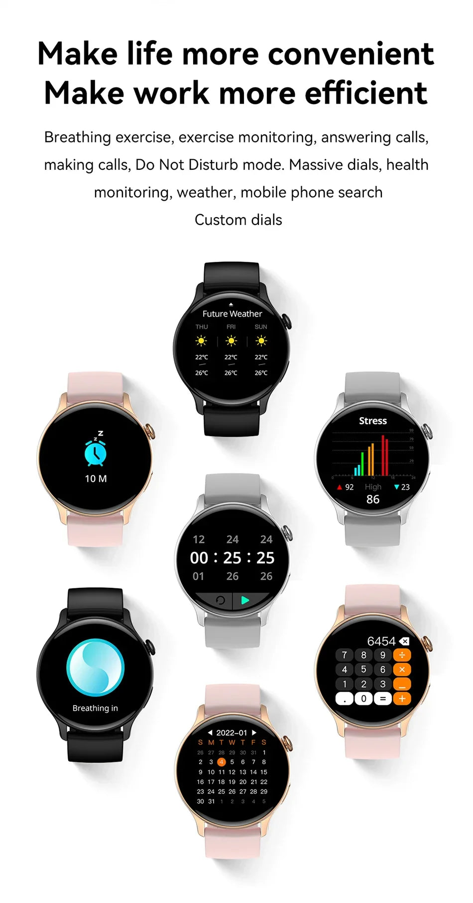 2025 AMOLED Smart Watch Ladies Screen Always Show Time 466*466 HD Health Tracker Voice Calling Smartwatch Women