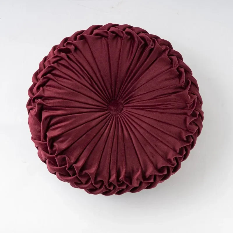 Light Luxury Solid Color Dutch Plush Pumpkin Sofa Pillow Handsewn Wheel Shape Chair Waist Pillow Cushion
