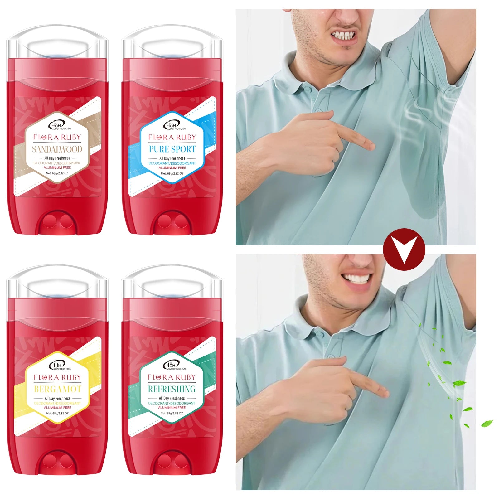 Tidesmit Old Spice aluminum-free deodorant for men with 48-hour sandalwood odor control and refreshing protection.