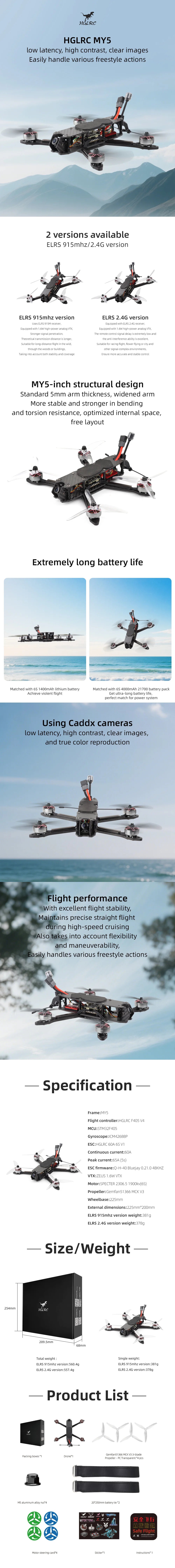 5 Inch FPV Freestyle Drone - Analog 6S Quadcopter with ELRS Tidesmit