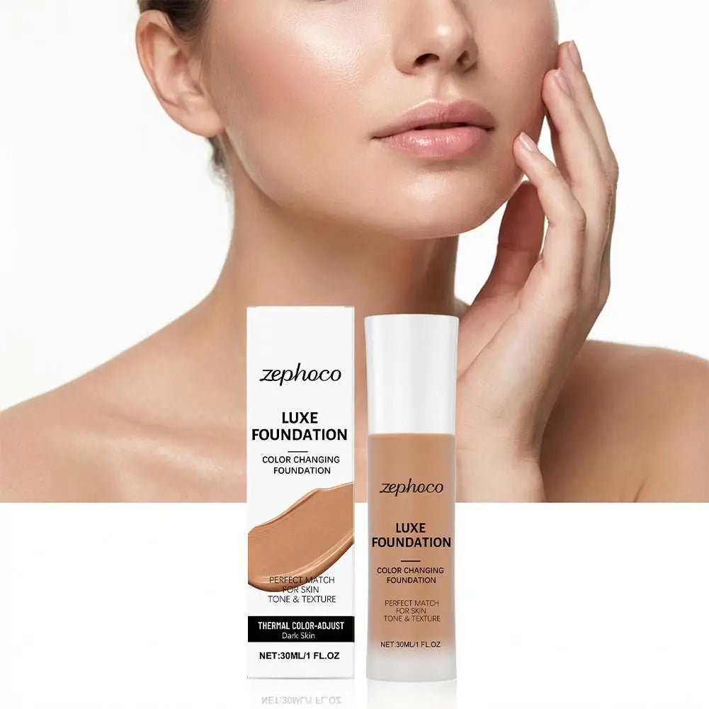Tidesmit Zephoco Luxe thermal color changing liquid foundation shade swatch for long lasting moisturizing face makeup