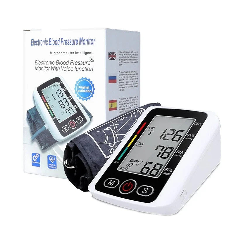 Automatic Tonometer Upper Arm Blood Pressure Monitor LCD Screen Sphygmomanometer Digital BP Monitor Medical Tensiometer Measure