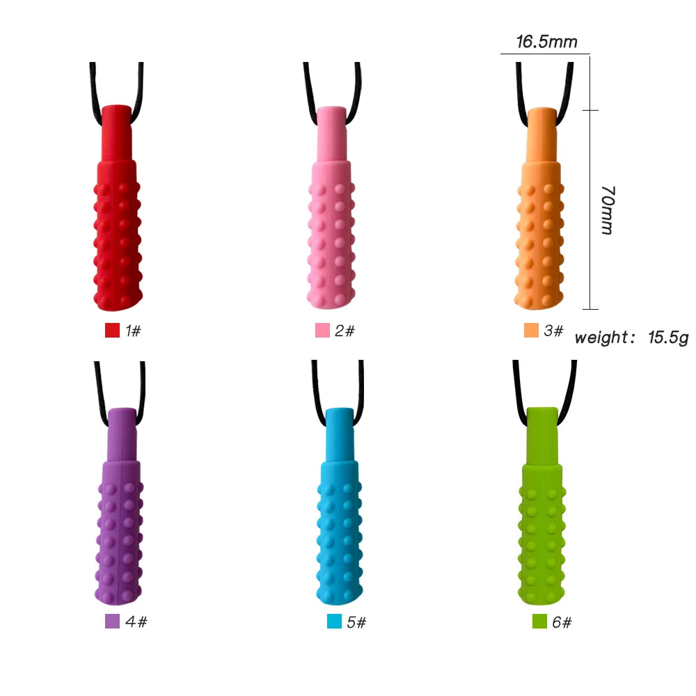 10pcs Baby Silicone Teether Kids Chew Necklace Sensory Chewy Pendant Oral Motor Toys Therapy Tools for Autism Children's Goods