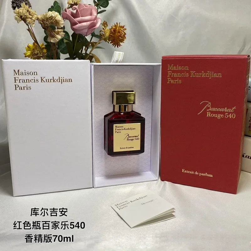 Maison Francis Kurkdjian Baccarat Rouge 540 Extrait, 70ml red square perfume bottle for men and women. Luxury fragrance.