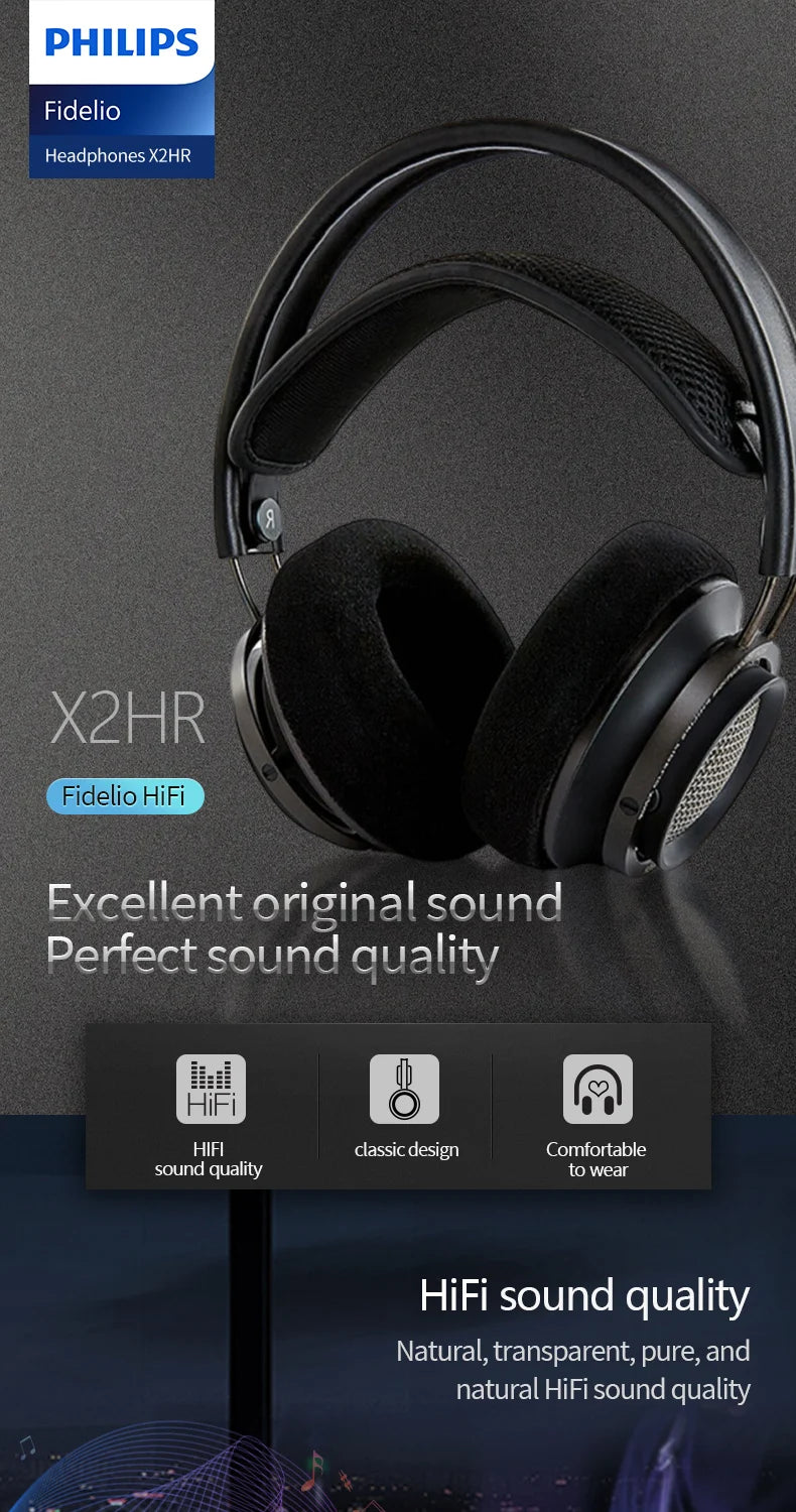 Philips Fidelio X2HR Open-Back HiFi Wired Over-Ear Headphones - Black Tidesmit