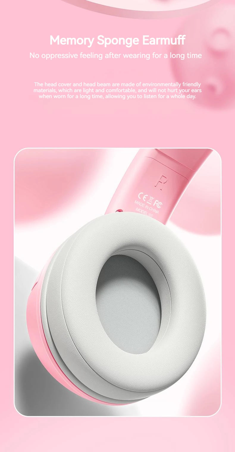 Wireless Cat Ear Gaming Headset | Low Latency Over-Ear Headphones Tidesmit