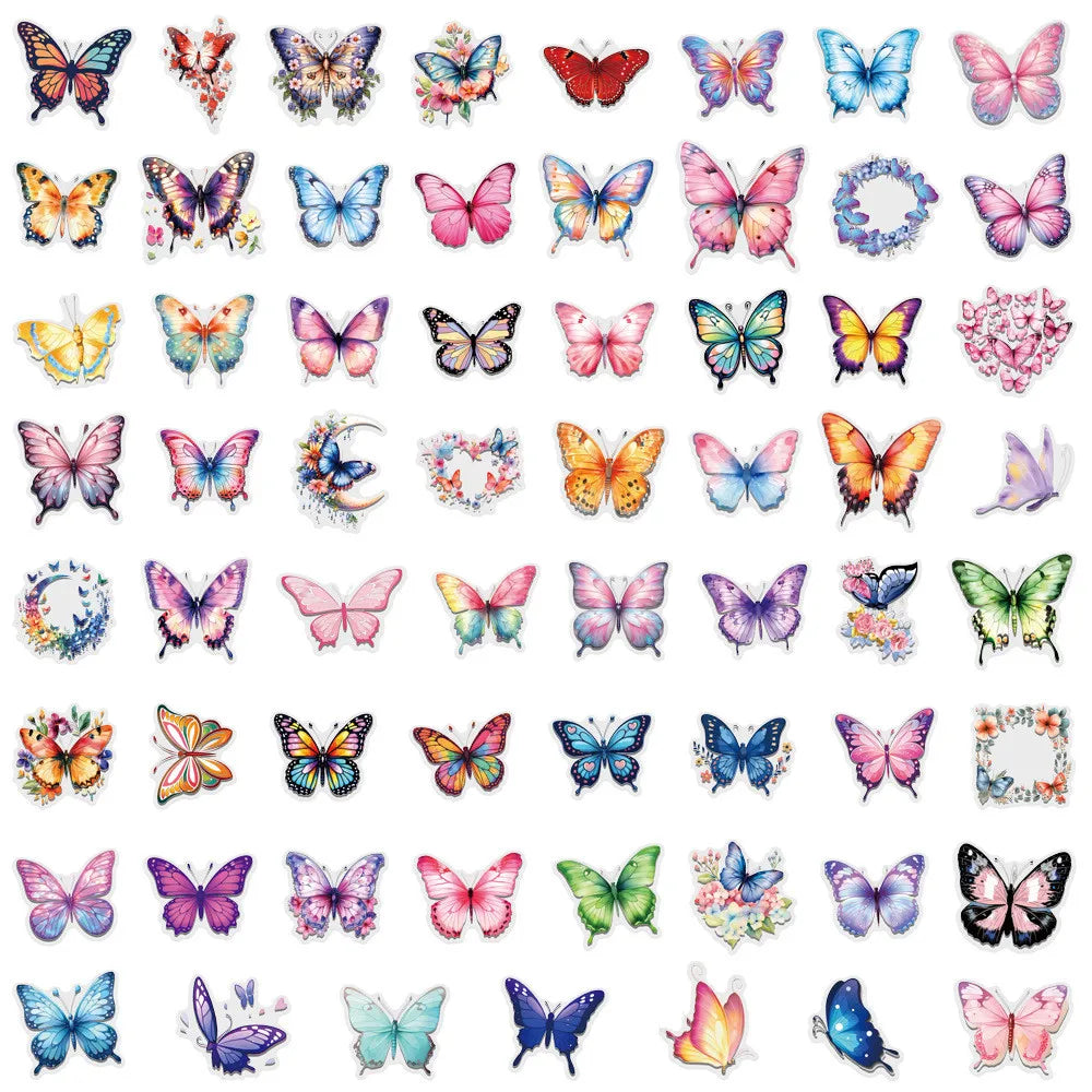 60 PCS Colorful Butterfly Sticker Pack - Waterproof Transparent PET Decals, Great as Journal LanLanStickersWorld Store