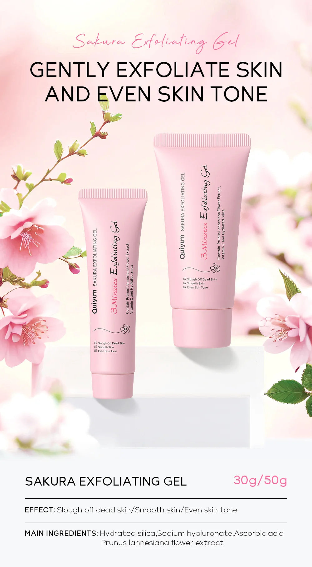 Sakura Exfoliating Gel | Deep Cleansing Face & Body Scrub 30g Scrubs Treatments Tidesmit