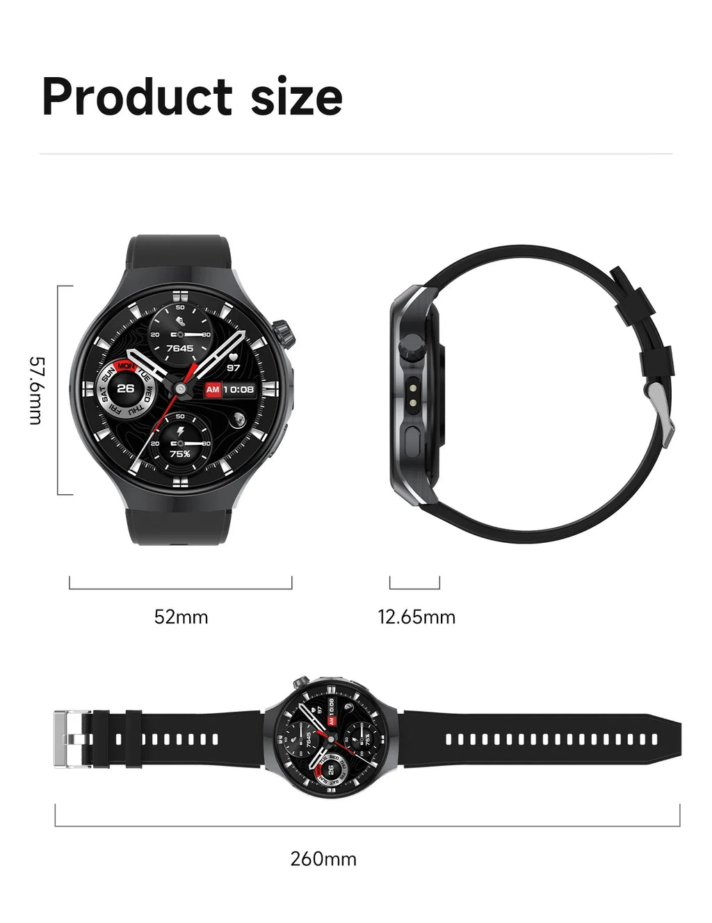 LIGE New 1000mAh Battery Smart Watch Health Monitor Bluetooth Call LED Flashlight Sports Tracker Smart Bracelet For Android ios