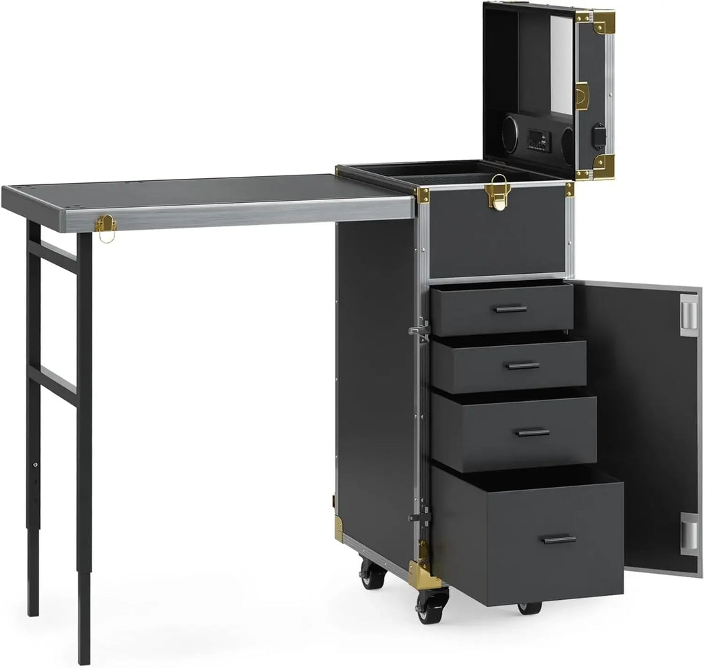 Rolling Manicure Table | Foldable Makeup Train Case - Tidesmit Massage Chairs Tidesmit
