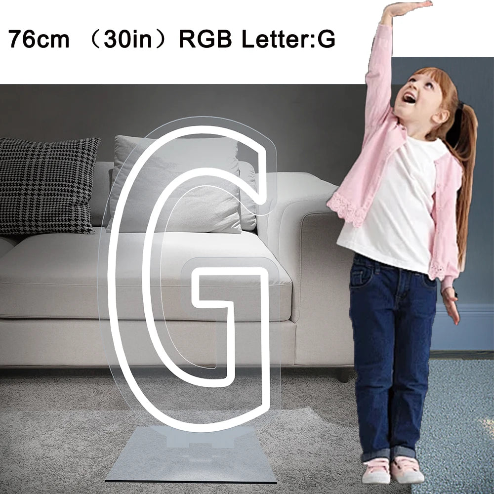 76cm Tall LED Alphabet Light Up Letters for Professional Event Decor 76cm G White Tidesmit