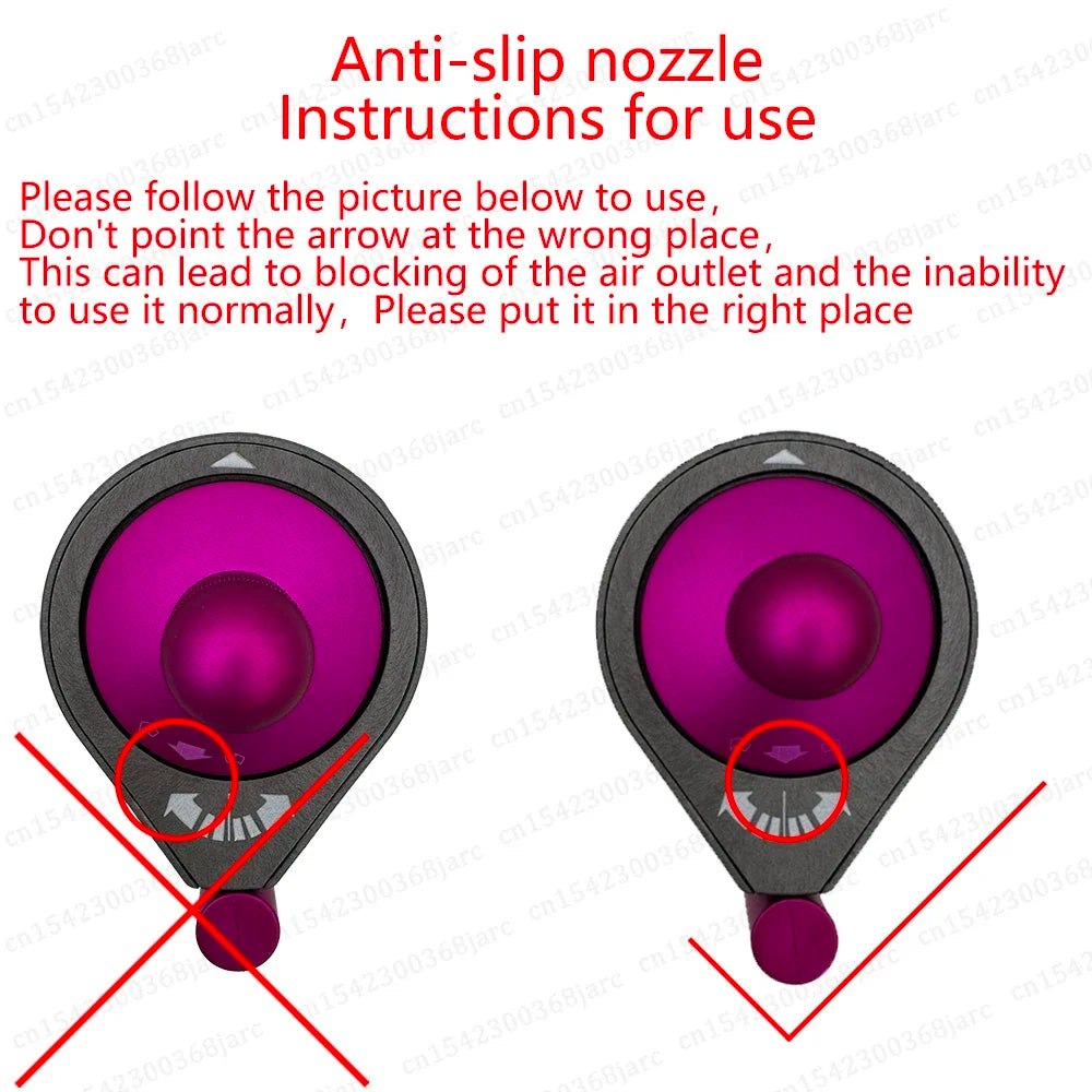 SenCiciMen X9 hair styler nozzle attachment showing proper arrow alignment for safe, anti-slip installation.