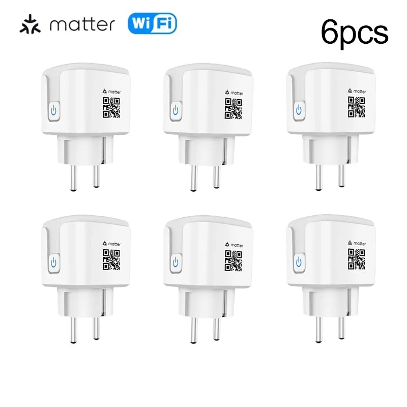Matter WiFi Smart Socket EU16A Mini Smart Plug Adapter APP Control Works with HomeKit Alexa Google