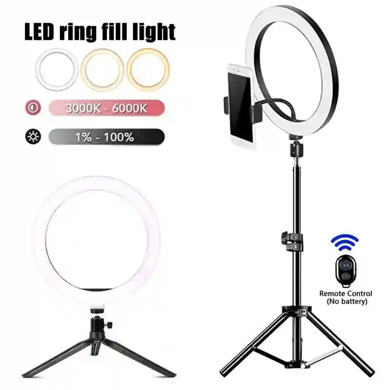 LED Ring Light with Tripod - Dimmable 33cm Content Creation Lamp Tidesmit