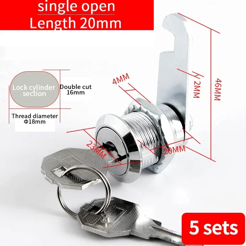 5/20/100SETS 16mm 20mm 25mm 30mm 35mm Metal Rotary Key Switch Push Button Lock Switch Latching Cylinder Cabinet Security Locker