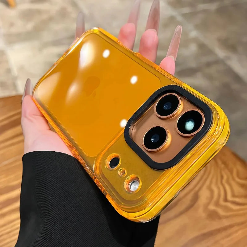iPhone 16 Clear Phone Case - Military-Grade Shockproof Slim Fit Cover Orange Tidesmit