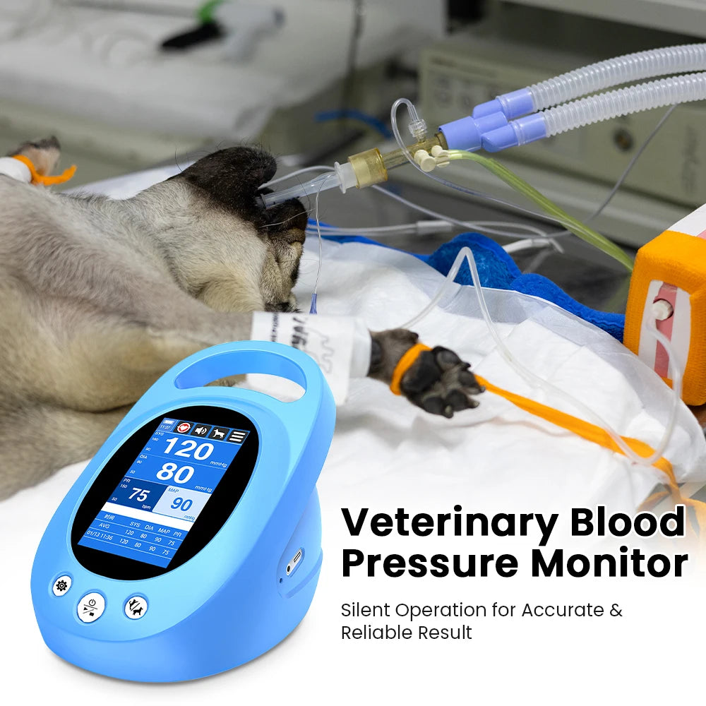 VET800 Veterinary Blood Pressure Monitor NIBP Pet Tensiometer 4.3" Touch Screen 5 Cuffs Bluetooth Portable Vet Sphygmomanometer