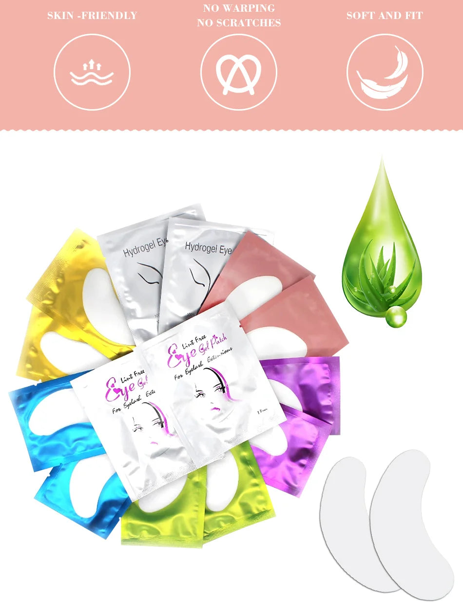 Tidesmit 50 pairs lint free hydrogel under eye patches for professional eyelash extensions face makeup detail view