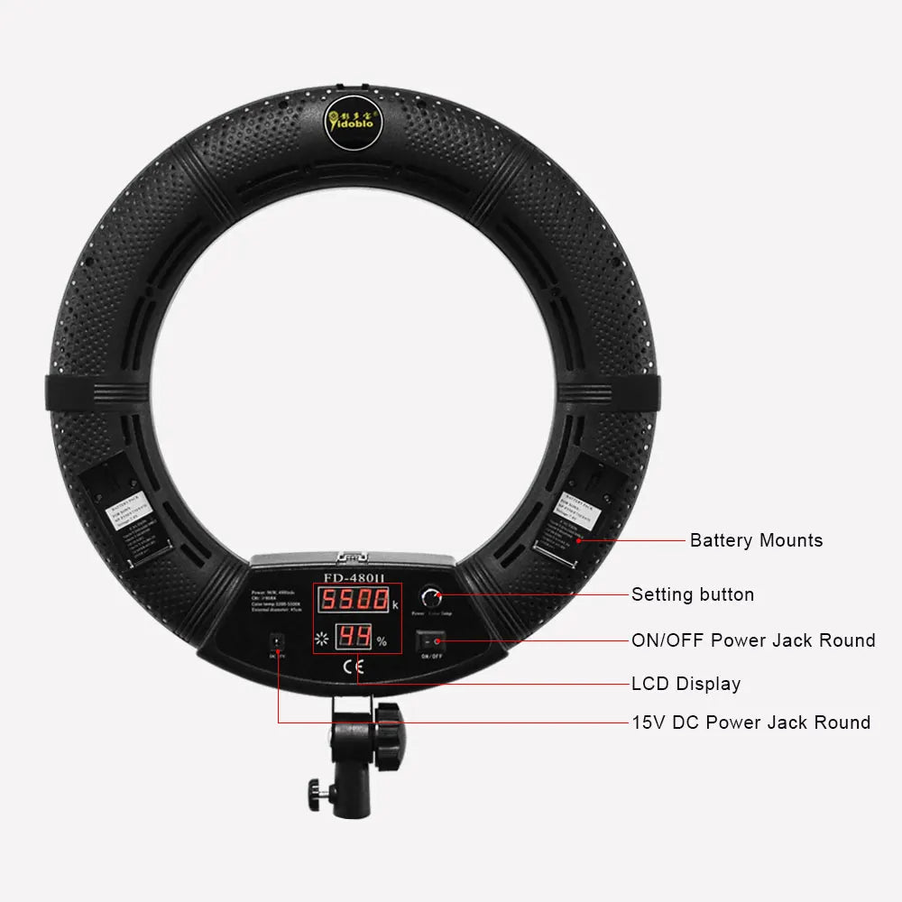 18-Inch Ring Light With Tripod Stand - Dimmable LED Studio Kit Tidesmit