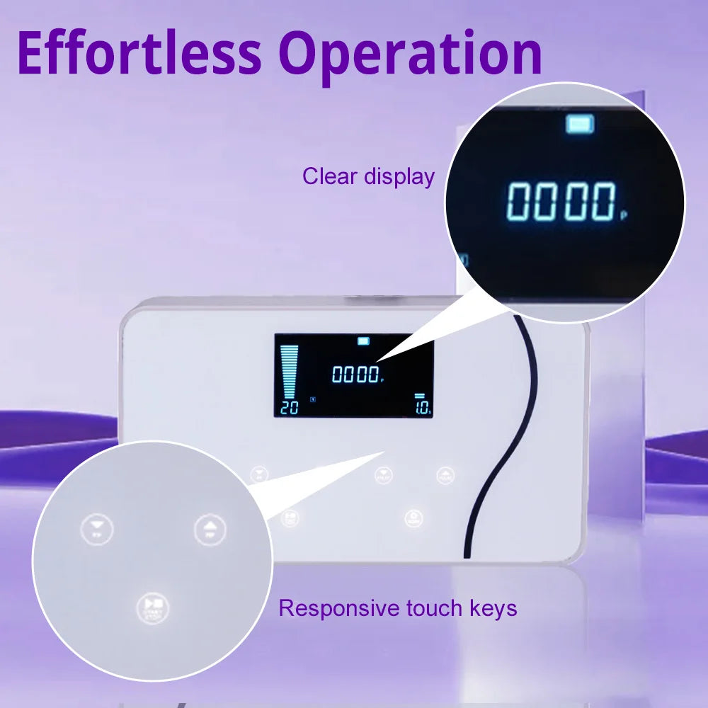 Korean Dot Matrix RF skin lifting device with white digital display, responsive touch keys, and compact design.