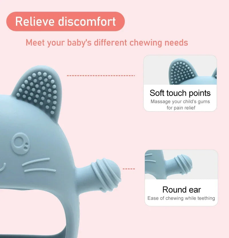 Baby Teether Cat Gloves Teether Silicone Anti-eating Hand Molar Stick Massage Gums Baby Anti-biting Teether Baby Accessories