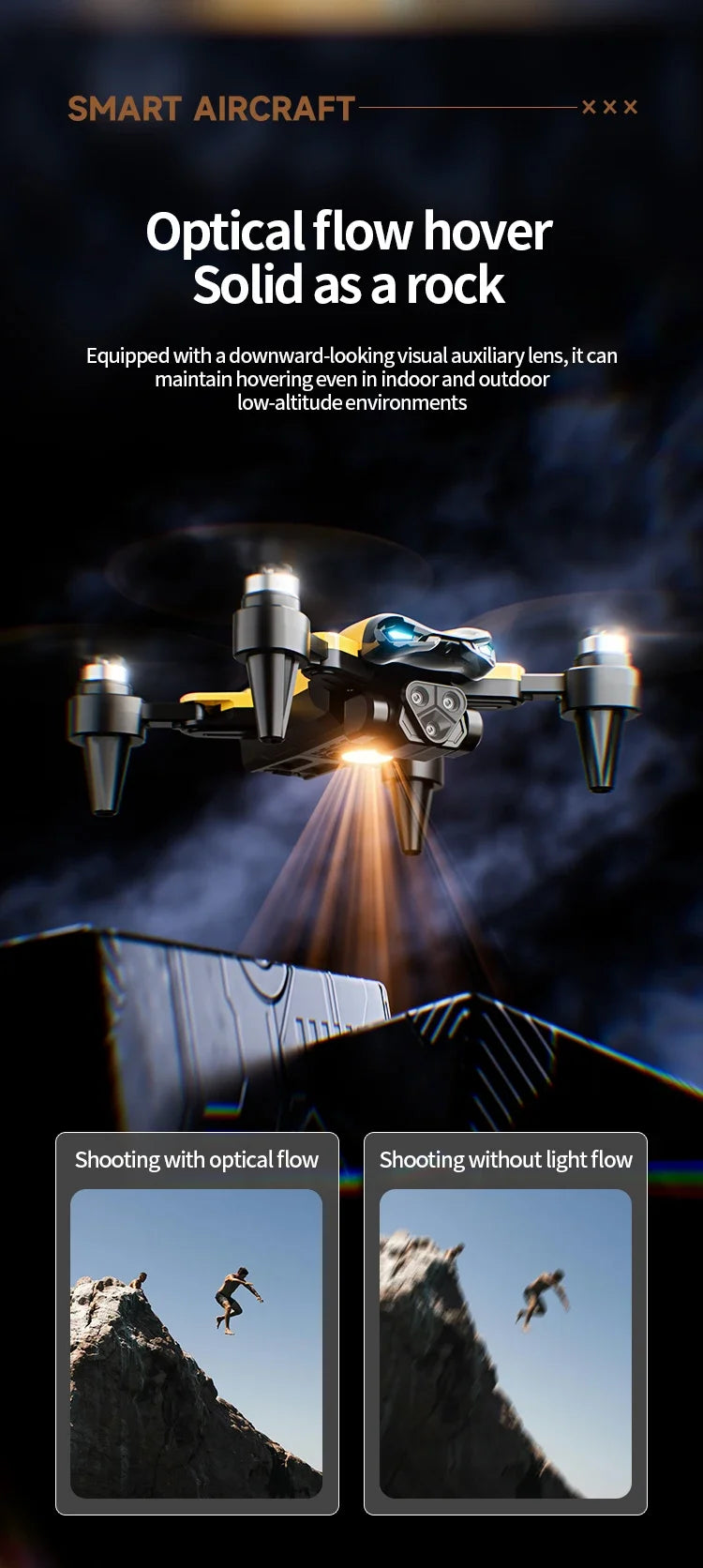 4K Camera Drone with GPS, Obstacle Avoidance, and Foldable Frame - Yellow Tidesmit