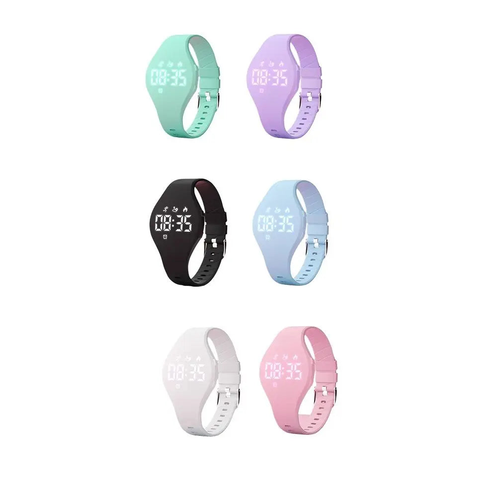 LED Digital Kids Smart Silicone Wristband Waterproof with Running Pedometer Vibrating Alarm Clock Monitor Vibration
