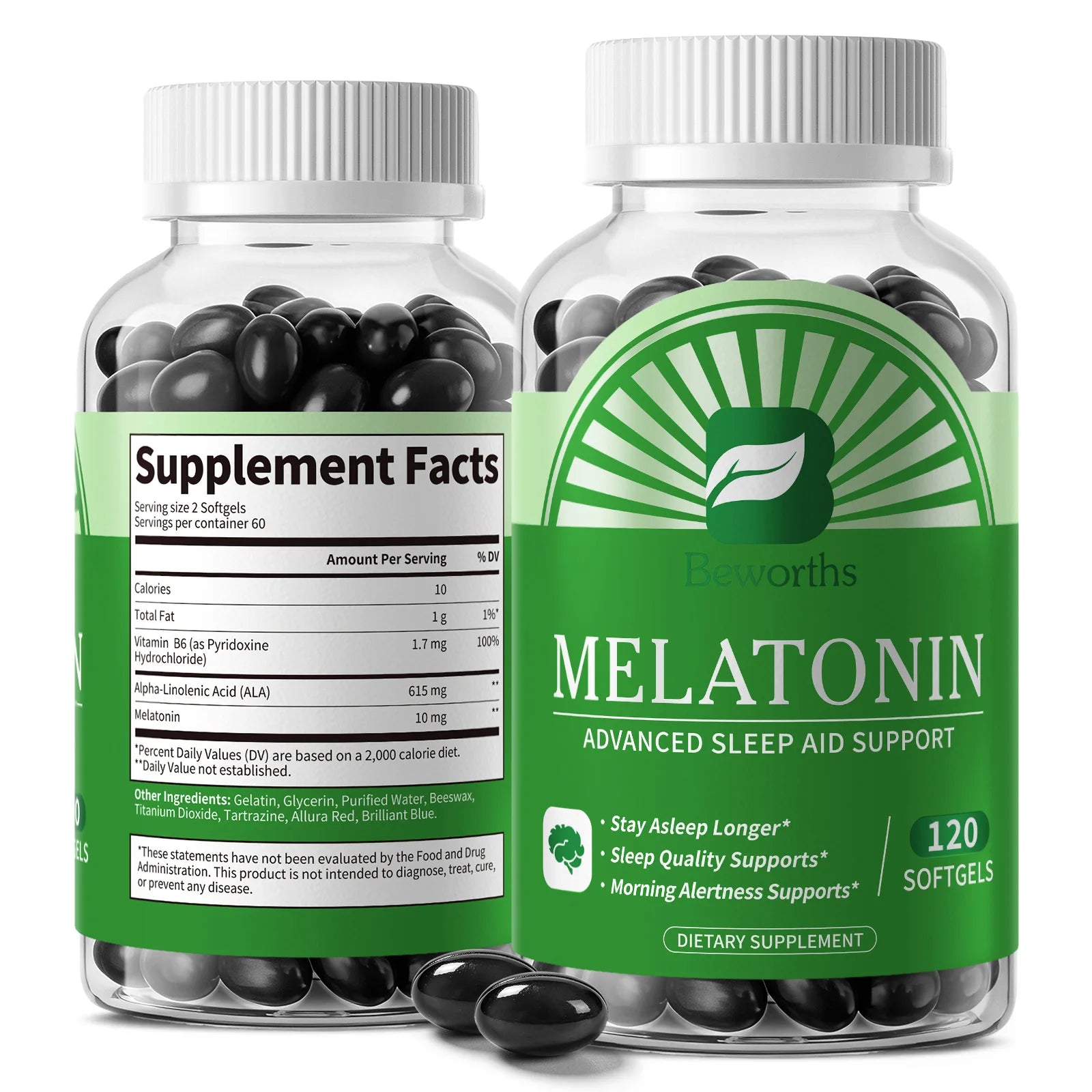 BEWORTHS Melatonin 5mg Vitamin B6 Anti Stress Tools Sleeping Pills Melatonin to Sleep Stay Asleep Longer For Adult Beauty Health