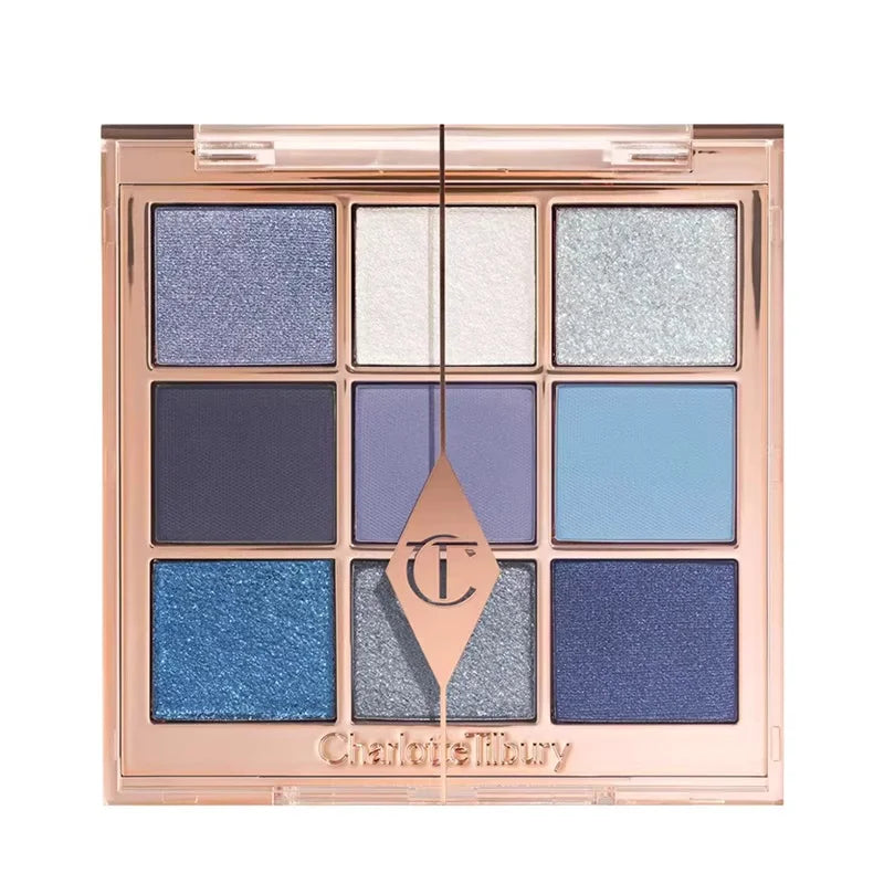 Tidesmit 9 color eyeshadow palette in rose pink featuring pearly matte and glitter finishes texture close-up
