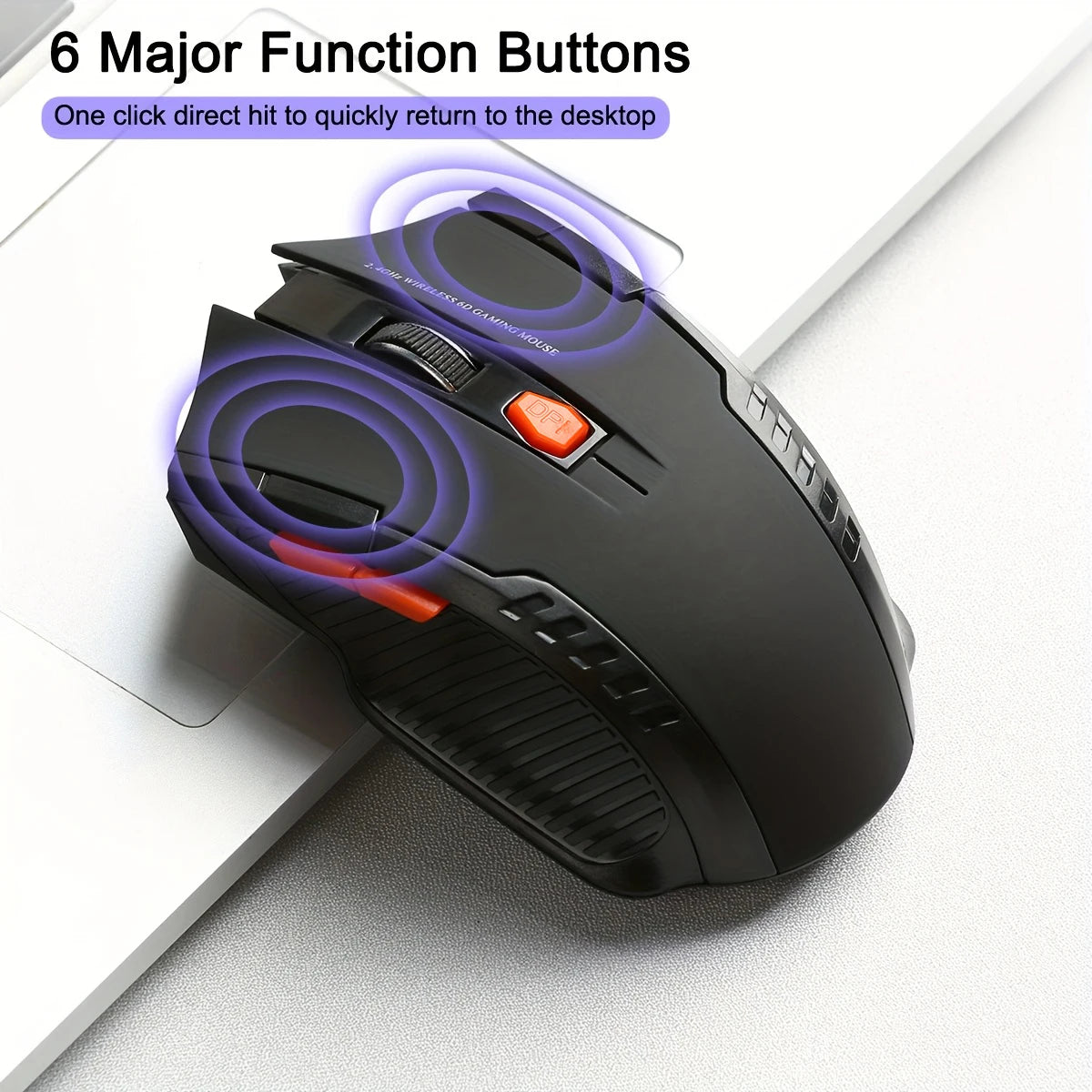 2.4G Wireless Mouse for Laptop Gamer Ergonomic Computer Mouse Wireless with USB Receiver 1600DPI 6 Buttons Portable Optical Mice