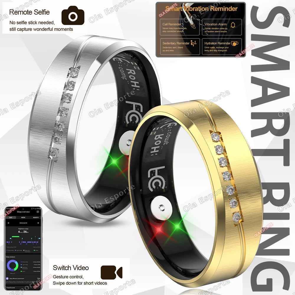 New vibration Smart Ring with Call/alarm clock reminder Heart Rate Body Temperature Health Monitor Smartring Exercise mode ring