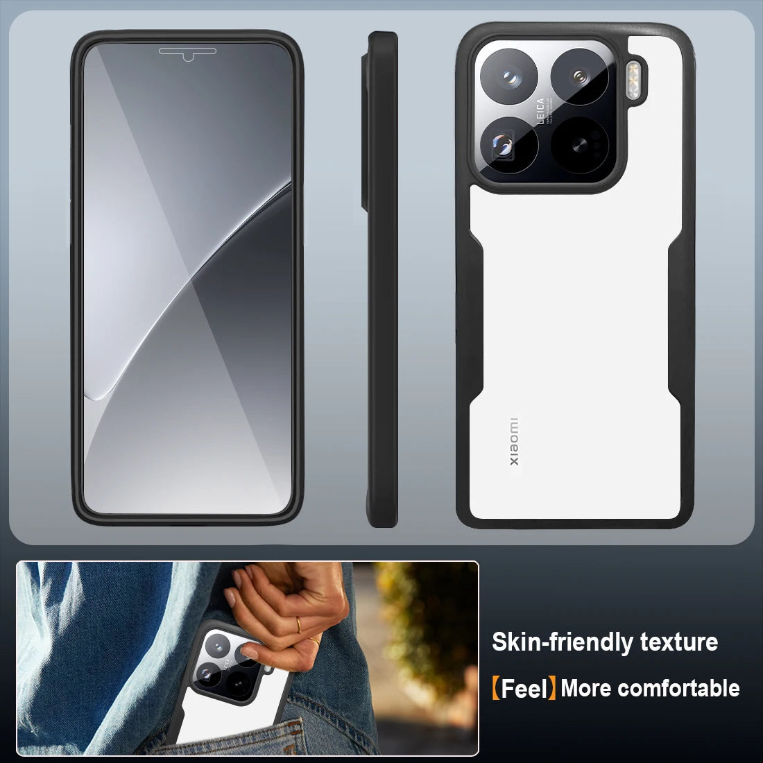 Shockproof 360 armor case for Xiaomi Pro Max. White and black, skin-friendly soft bumper for ultimate phone protection.