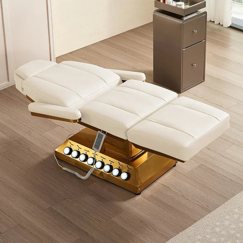 Electric Massage Beauty Bed – Adjustable Facial Chair with Heat Therapy Massage Chairs White Tidesmit