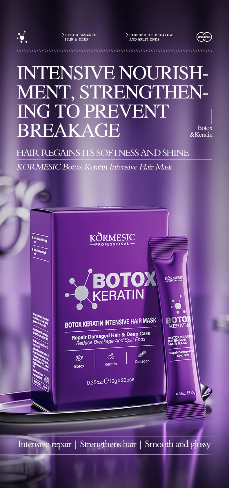 Tidesmit Kormesic Botox Keratin Hair Mask: 5-second deep repair treatment for smooth, shiny, and strong damaged hair.