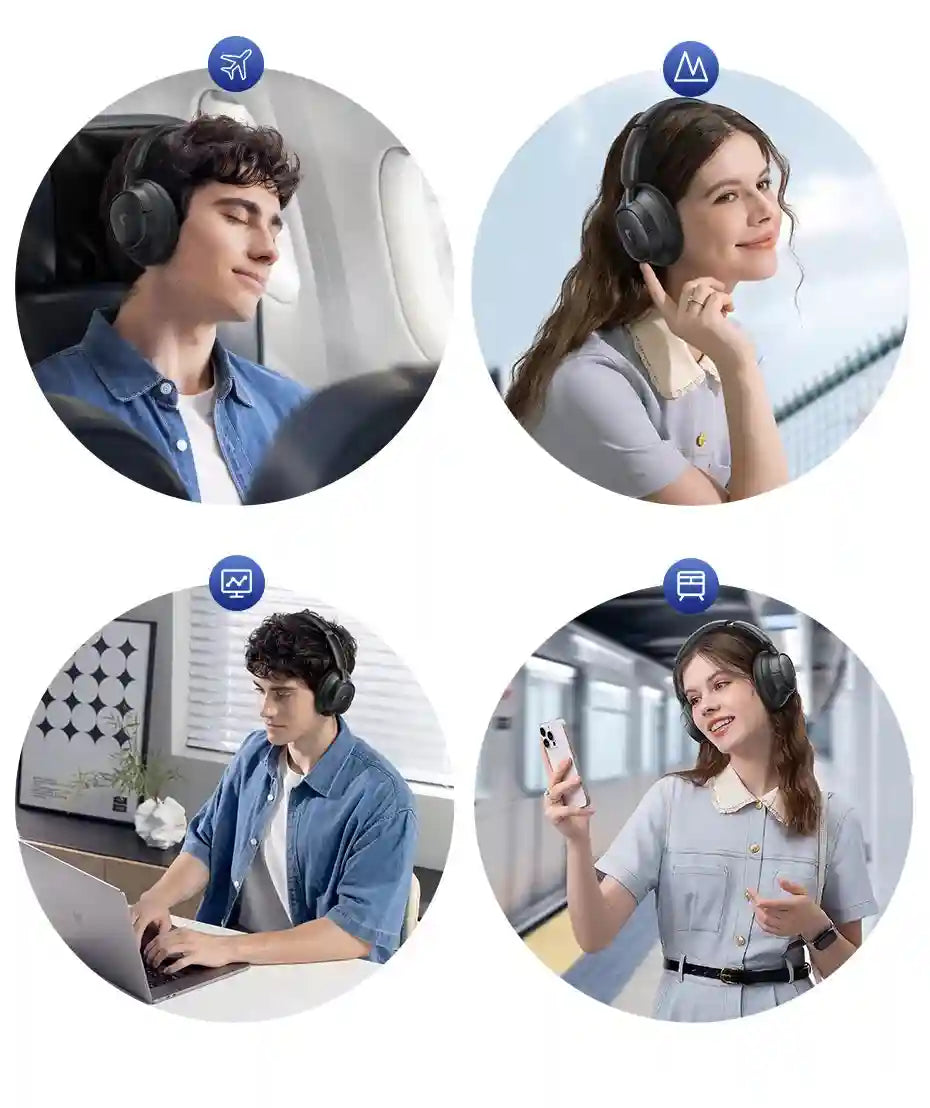 Wireless Noise Cancelling Headphones: 80Hr Battery Over-Ear Audio Tidesmit