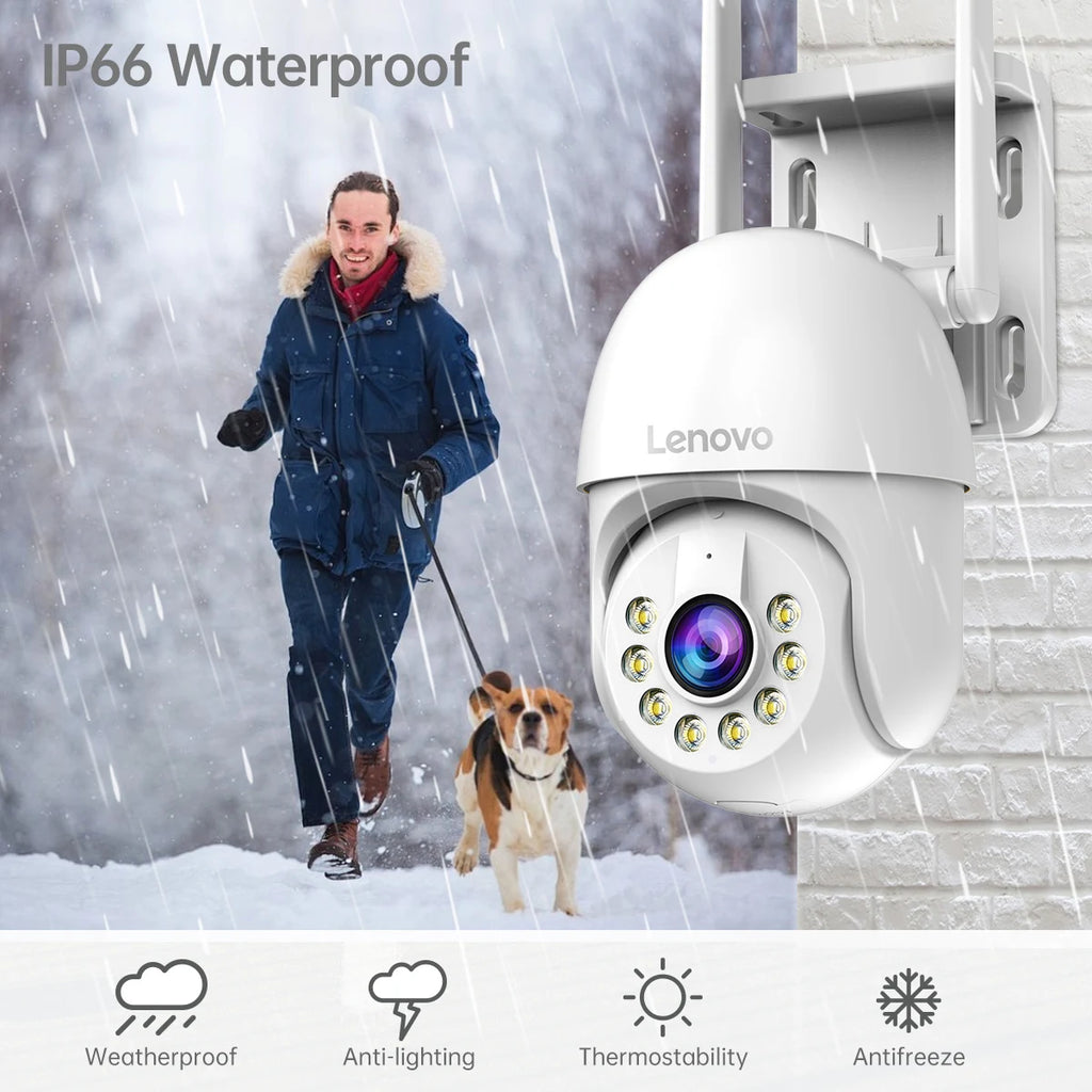 Lenovo 2K PTZ WIFI CCTV Surveillance Camera HD Color Night Vision Auto Tracking 5X Digital Zoom Outdoors Video Security Monitor