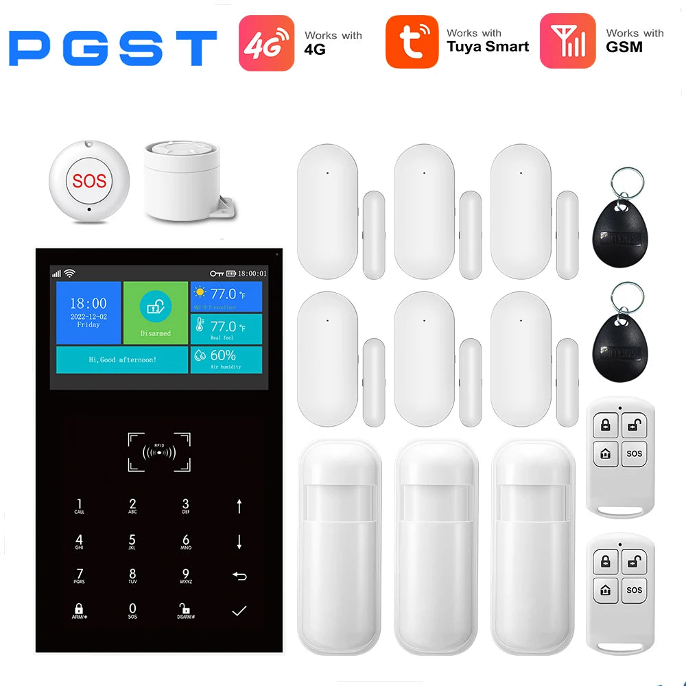 4G Smart Alarm Security System | Tuya App-Controlled Protection Kit 4G-D EU Plug Tidesmit