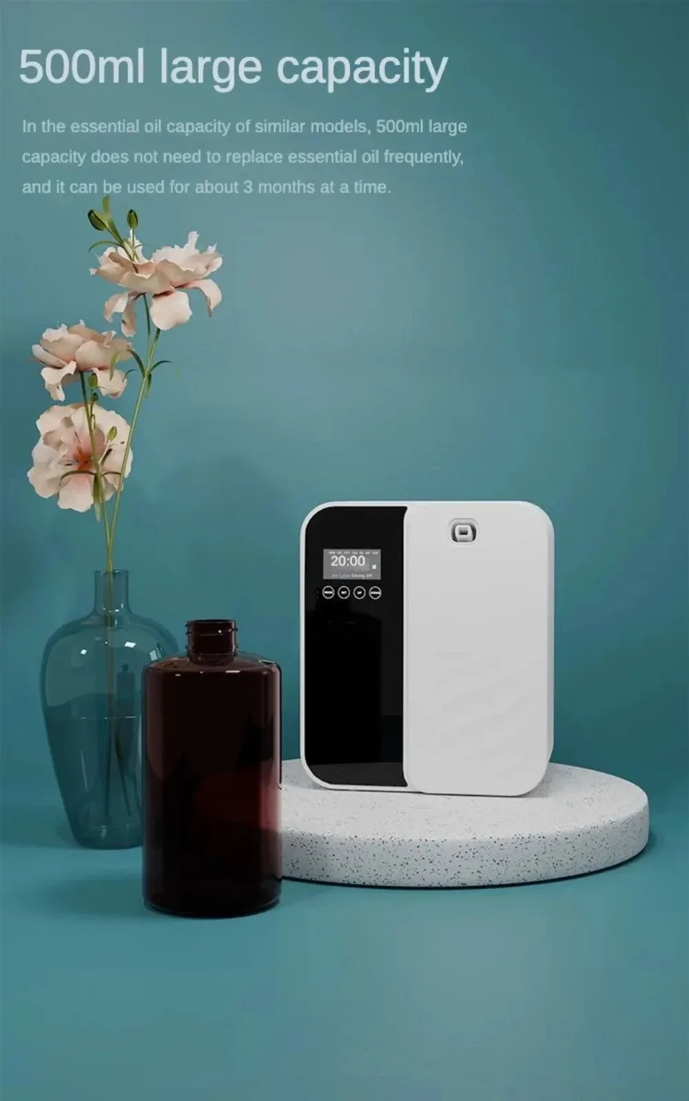 Aroma Diffuser Machine Wall Mounted Waterless Diffuser for Large Room Bluetooth Essential Oil Diffuser Electric Smell for Home