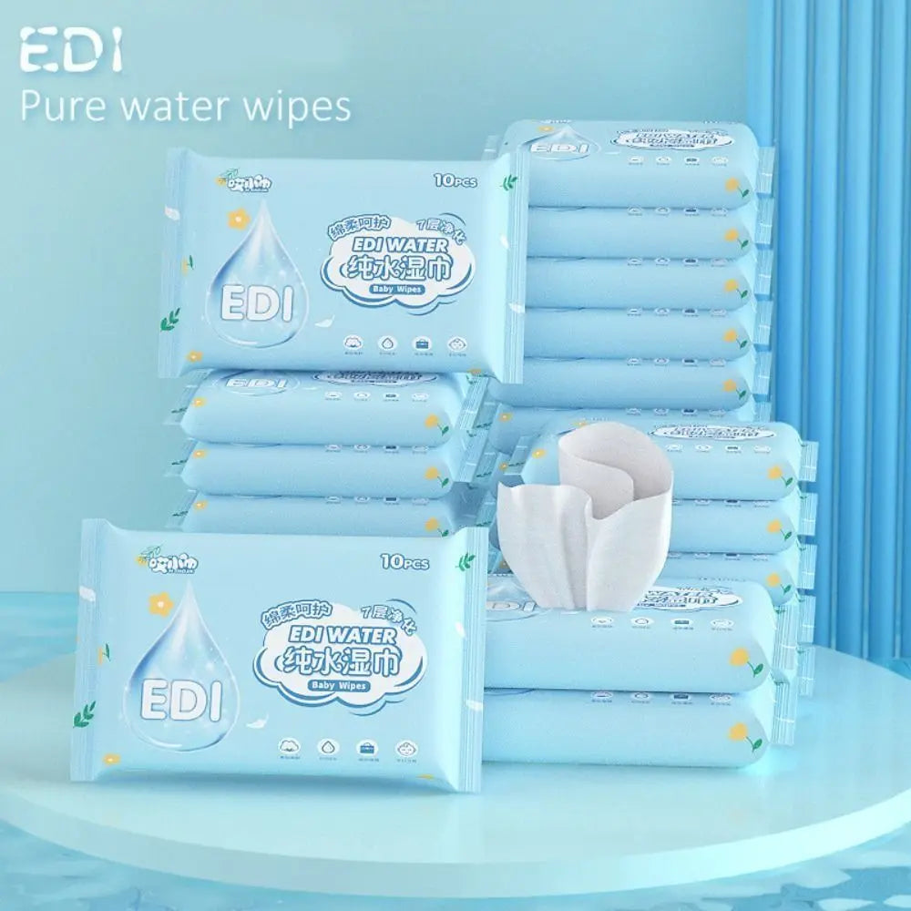 10Pcs/Pack New Spunlace Nonwoven Fabric Baby Wipes Portable EDI Pure Water Water Tissue Disposable Extractable Wet Wipes