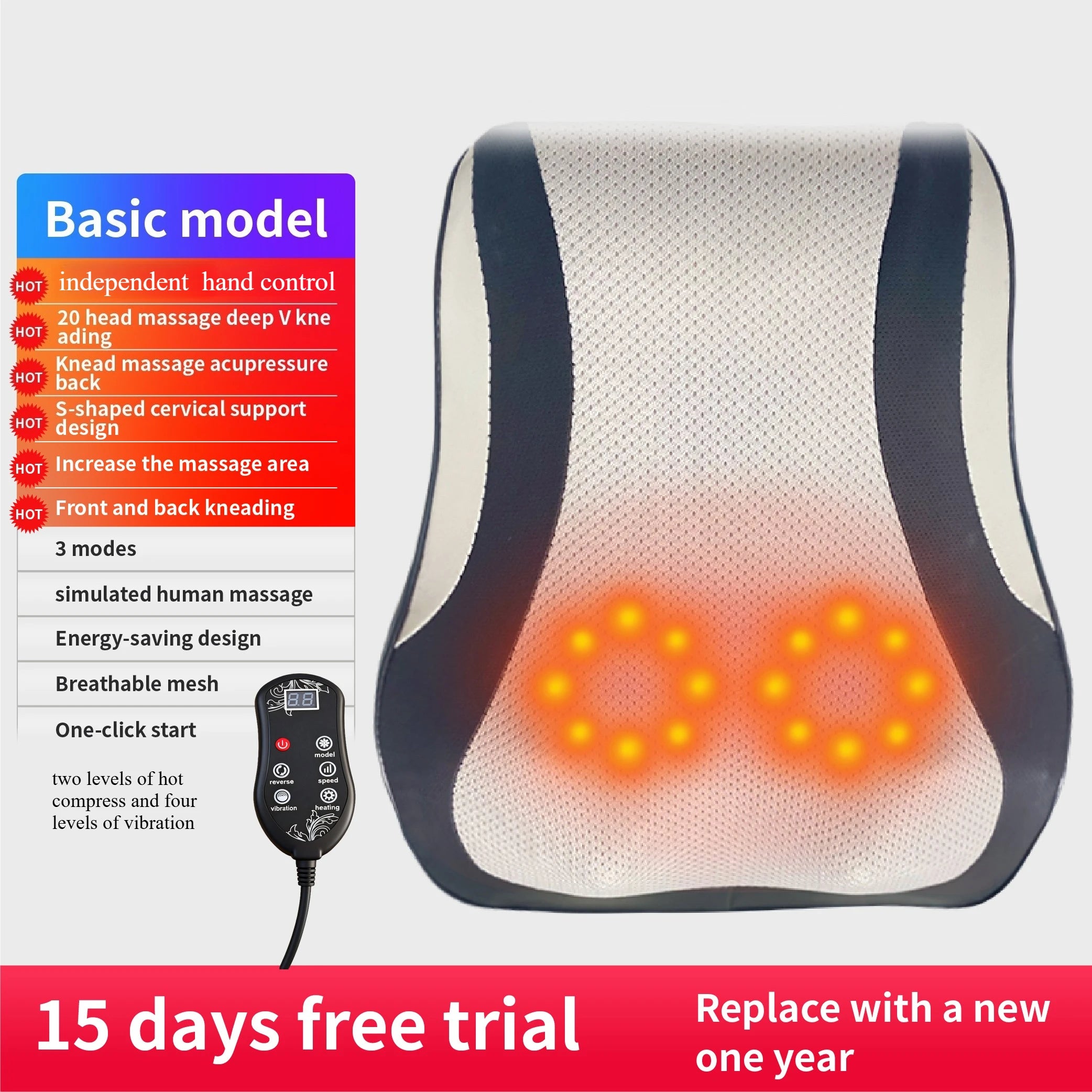 Electric Cervical Neck Massager with Heat Therapy and Airbag Traction Back Massage Instrument Basic Grey China Mainland