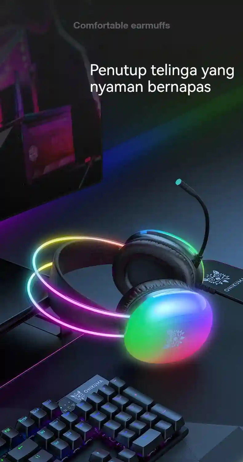 Gaming Headset with Noise Canceling Mic - Over-Ear Low Latency Black Tidesmit