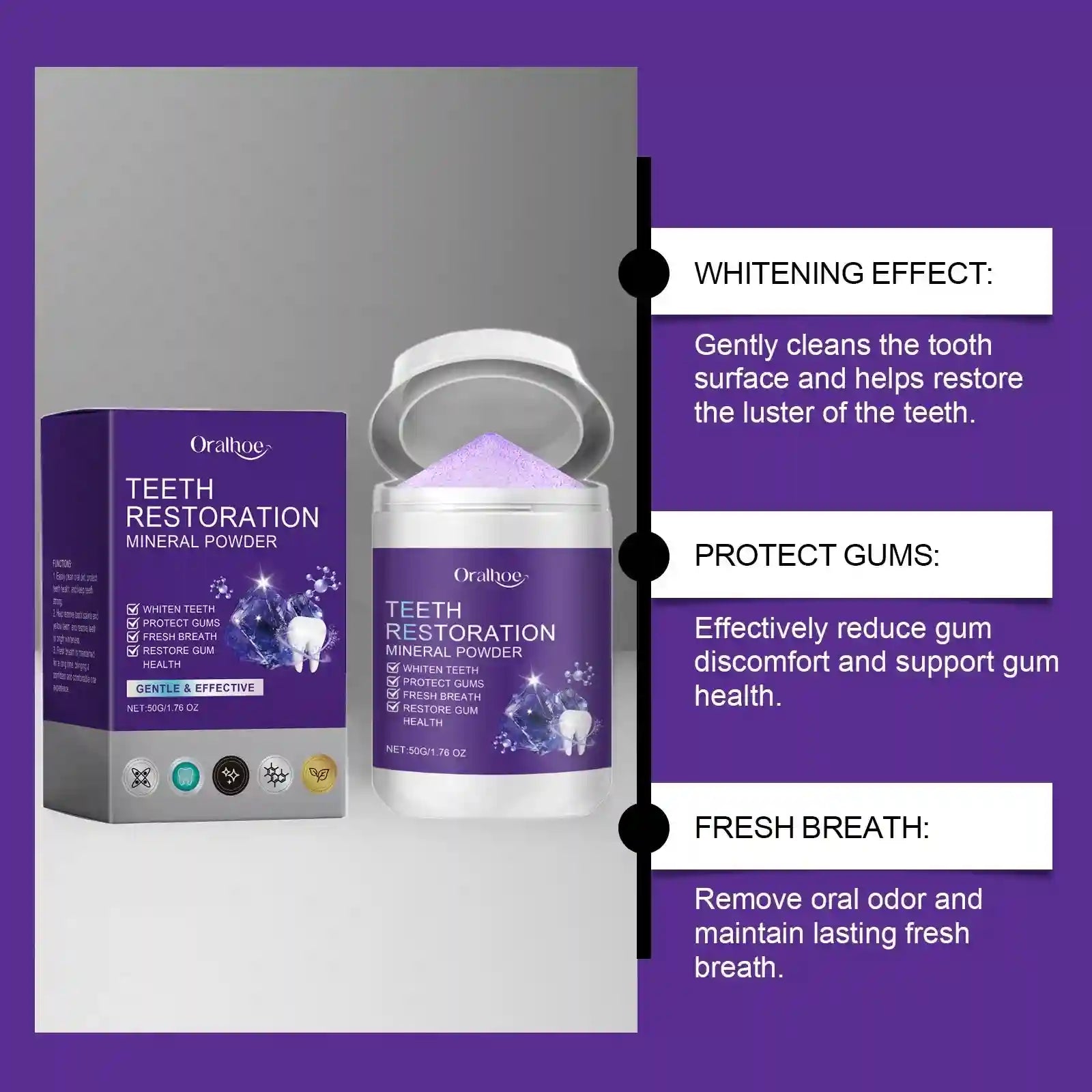 Tidesmit teeth restoration mineral powder for natural teeth whitening and enamel remineralization