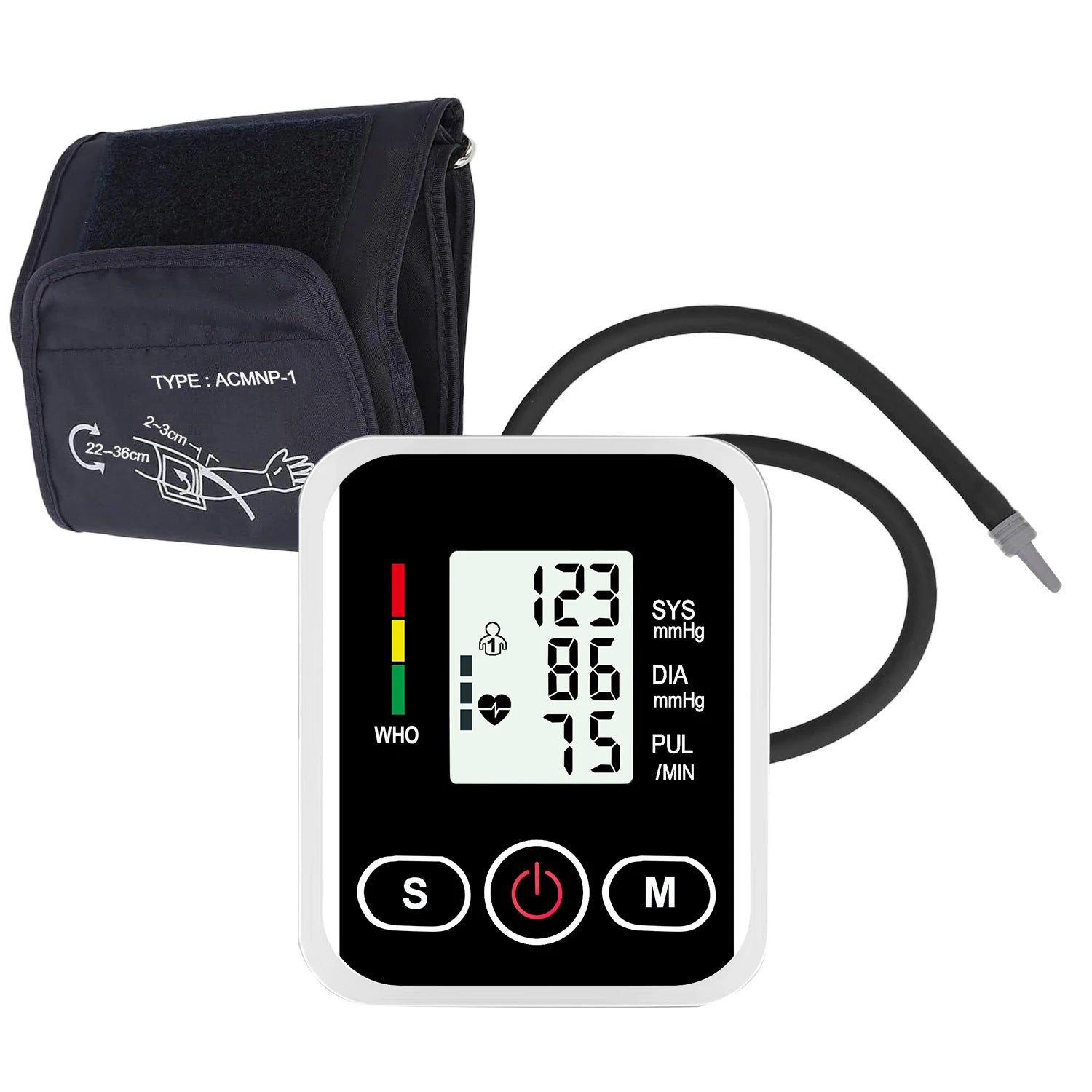 Arm Blood Pressure Monitor LCD Pressure Sensor Monitor BP Automatic Tonometer Digital Tensiometer LED Display Cuff Heart