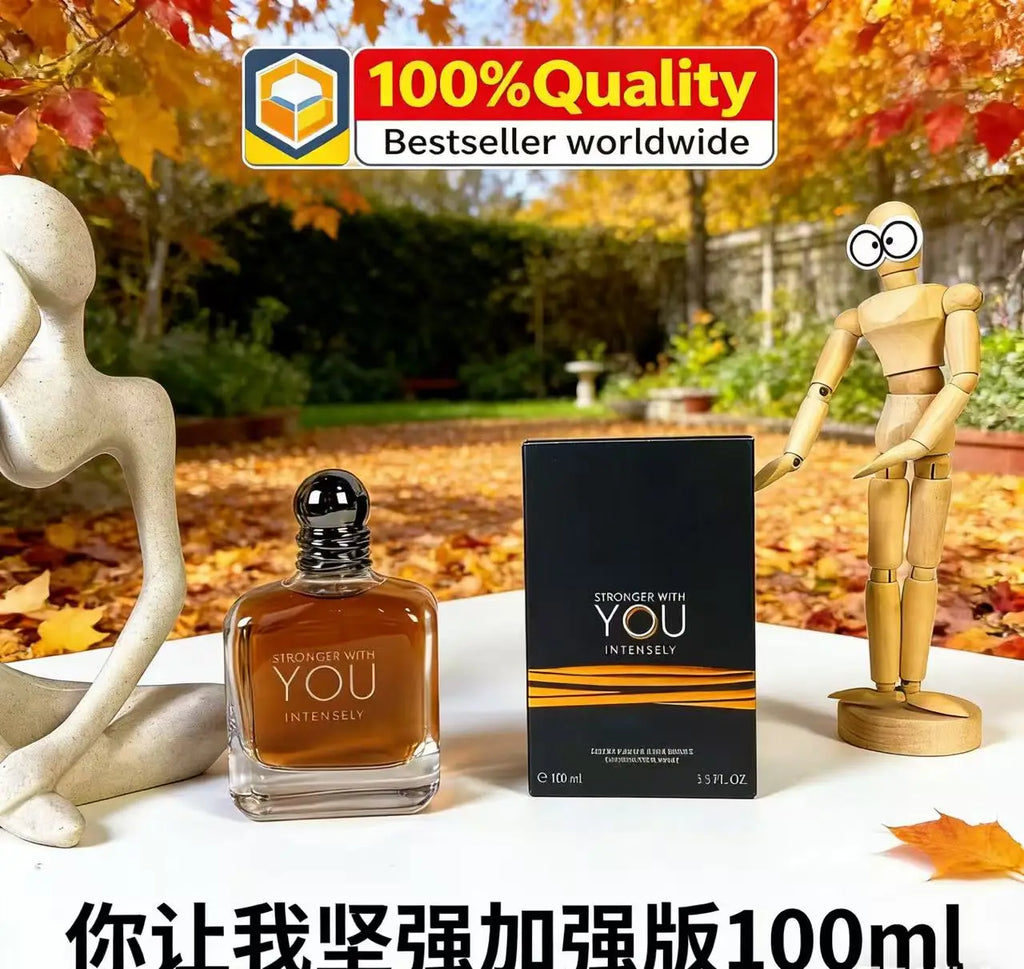 Stronger With You Intensely: 100ml long-lasting unisex oud perfume in a sleek glass bottle with black cap.