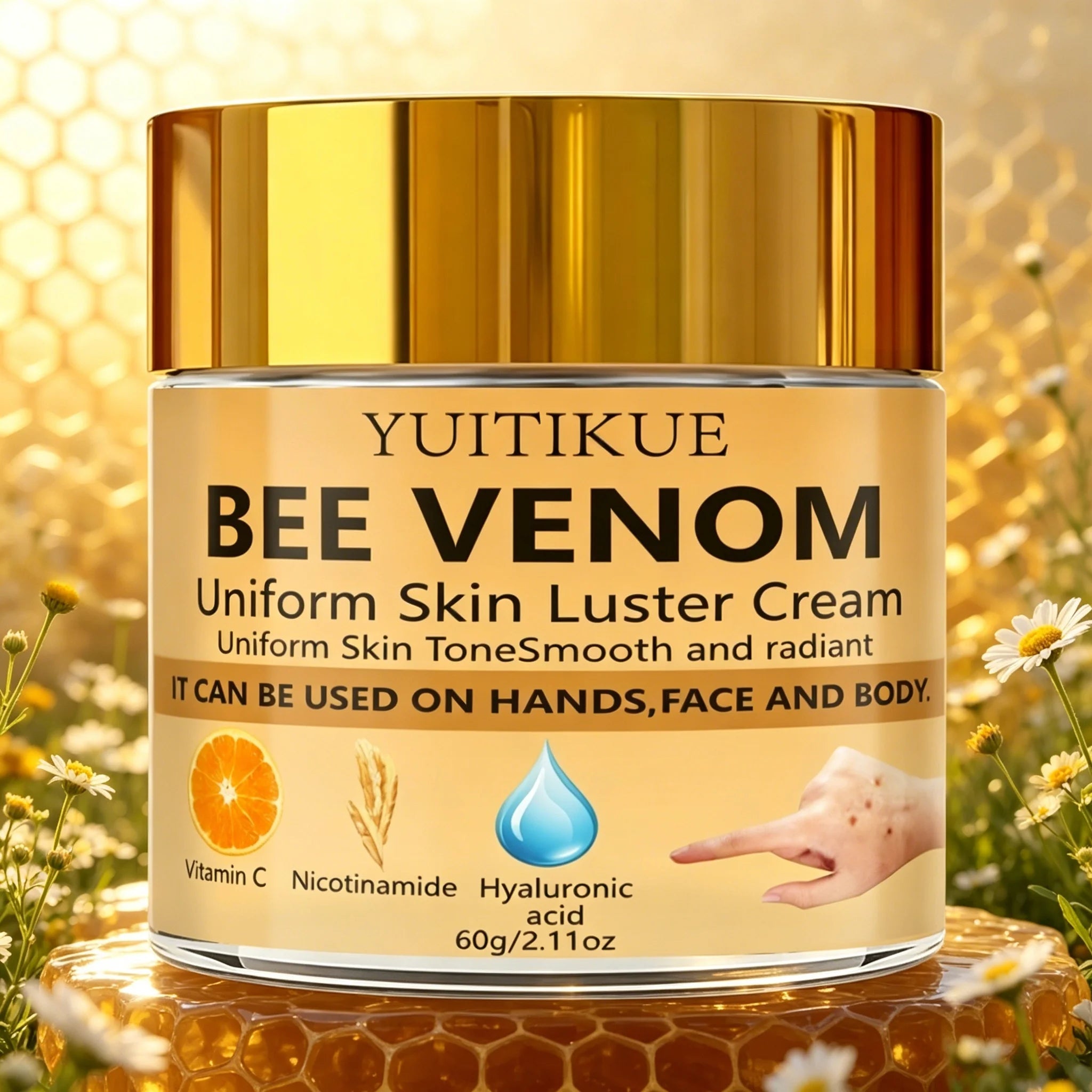 Nicotinamide Vitamin C Hyaluronic Acid Bee Venom Cream 60g Hydrating Smooth Bright Even Skin Tone Multi-use Face Body Lotion