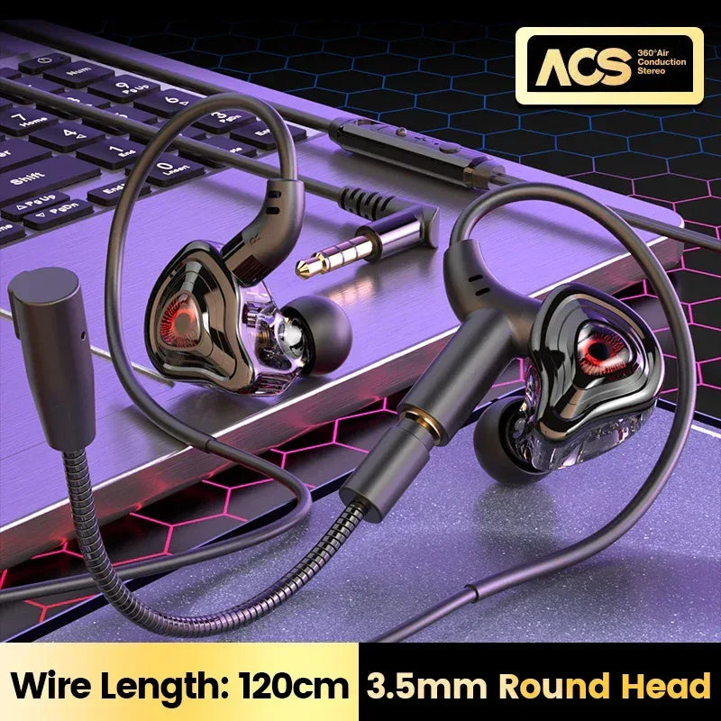 Wired In-Ear Headphones with Dual Microphone - Tidesmit 90° Elbow 3.5MM Tidesmit