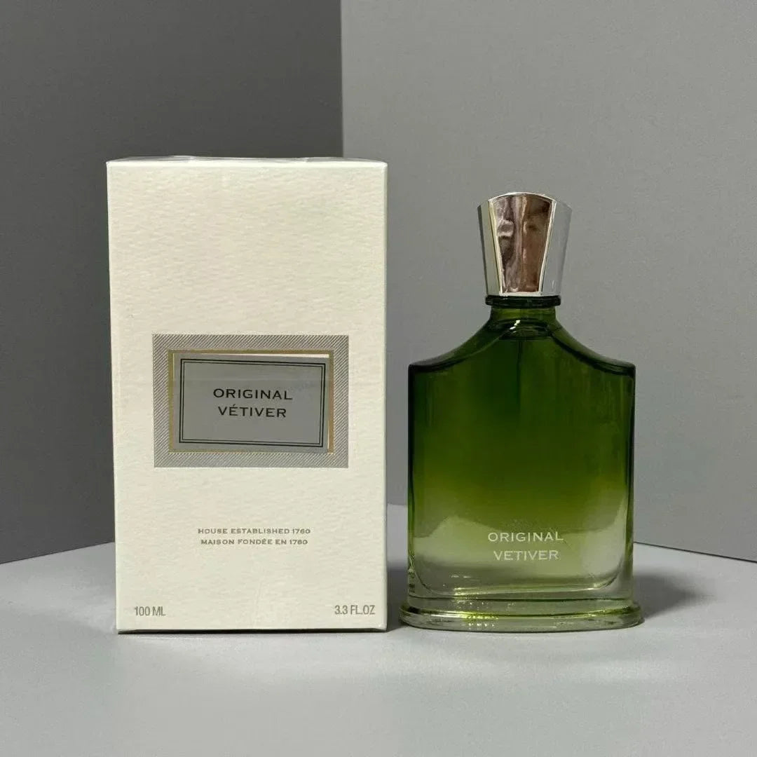 Creed Original Vetiver 100ml perfume for men and women. Green glass bottle, long-lasting unisex woody citrus cologne.
