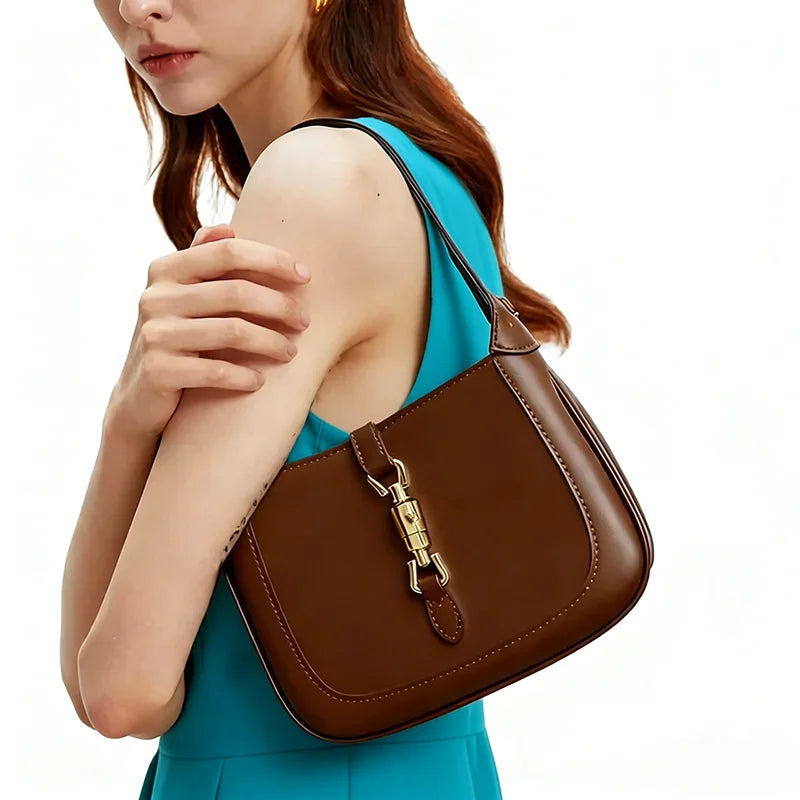 New High-quality Cowhide Women's Underarm Bag Handbag Zipper Opening Women's Bag Business and Casual Style