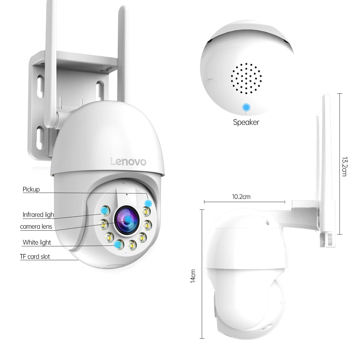 Lenovo 2K HD Smart Wifi PTZ Camera Outdoor Auto Tracking Color Night Vision ONVIF CCTV IP Camera Security Video Surveillance Cam